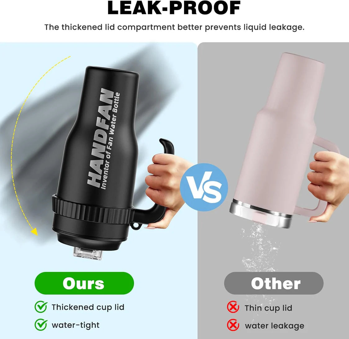 3-in-1 Insulated Sport & Gym Water Bottle with Portable Hand Fan M440 by HandFan