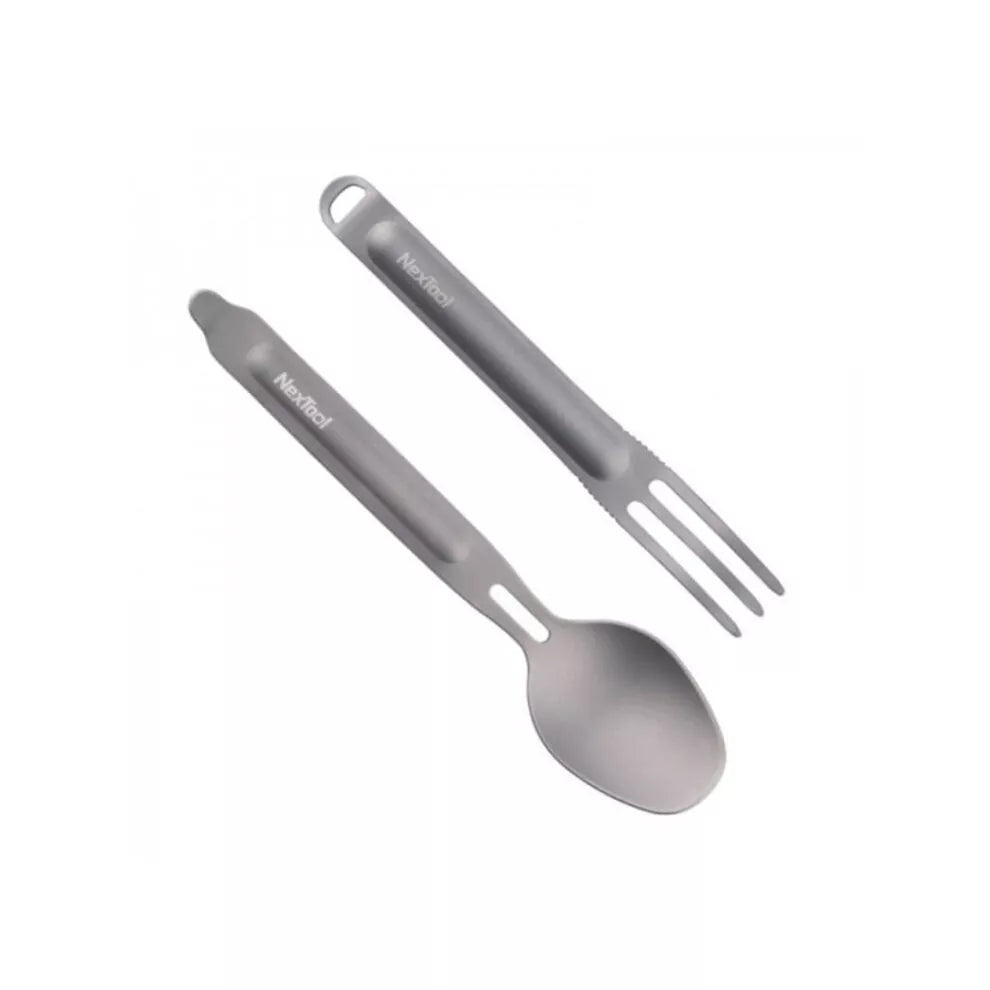 NexTool Titanium Separable Fork and Spoon Set – Lightweight, Durable, Portable Cutlery for Camping and Outdoor Use