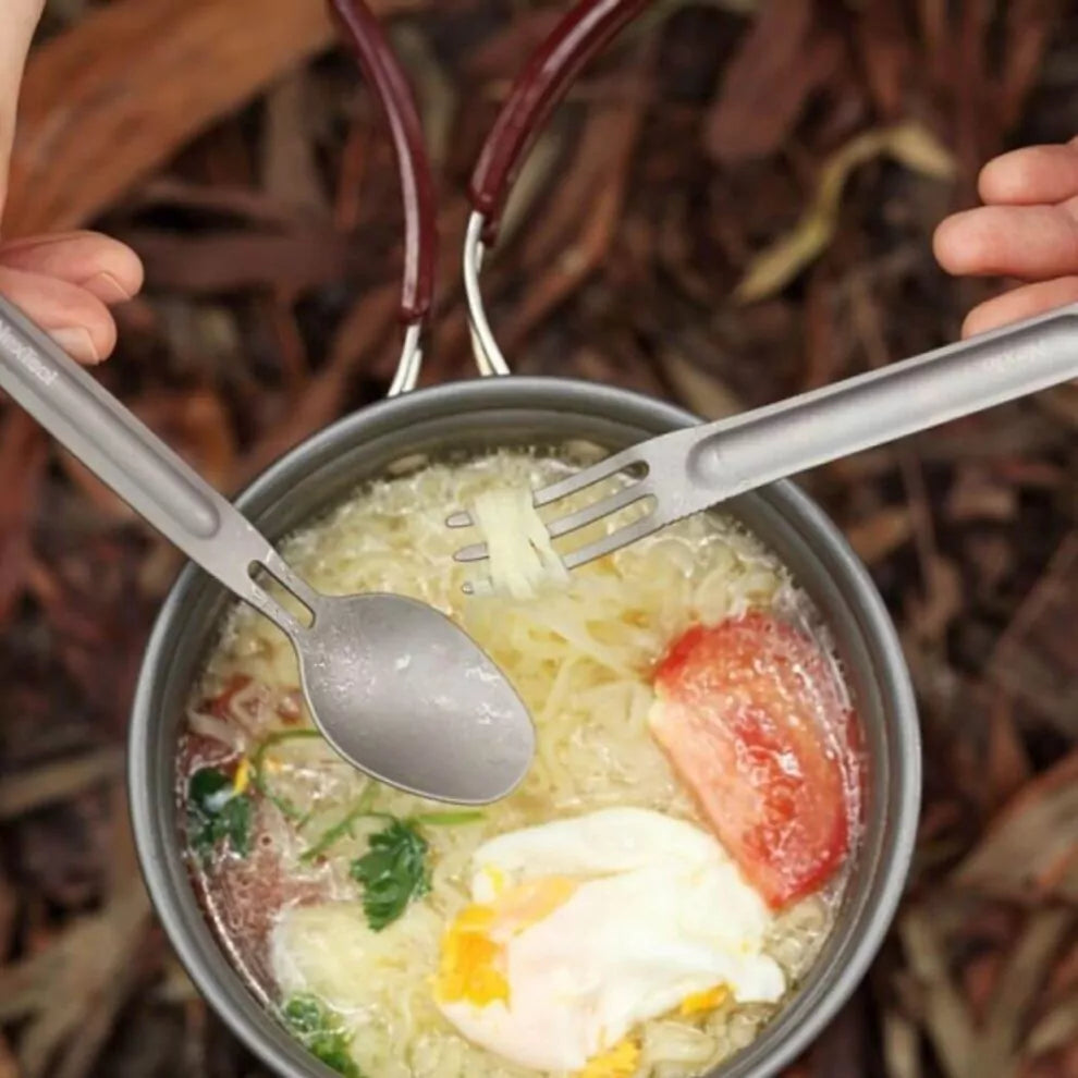 NexTool Titanium Separable Fork and Spoon Set – Lightweight, Durable, Portable Cutlery for Camping and Outdoor Use