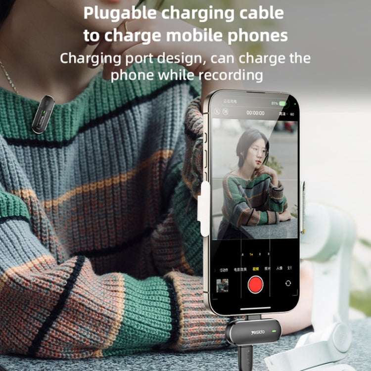 Wireless Lavalier Microphone Kit with Type-C Receiver and Charging Case, Yesido KR17 – Black