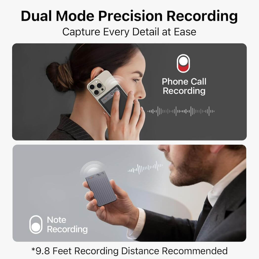 PLAUD Note Al Voice Recorder (Black) - Advanced Audio Recording Device With Magnetic Case - Real-time transcriptions for 112 languages - Powered by GPT-4o