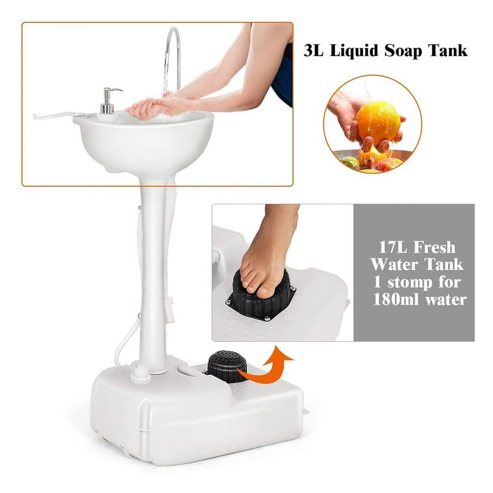 Portable Handwash Sink 17L with Folding Funnel by Porodo