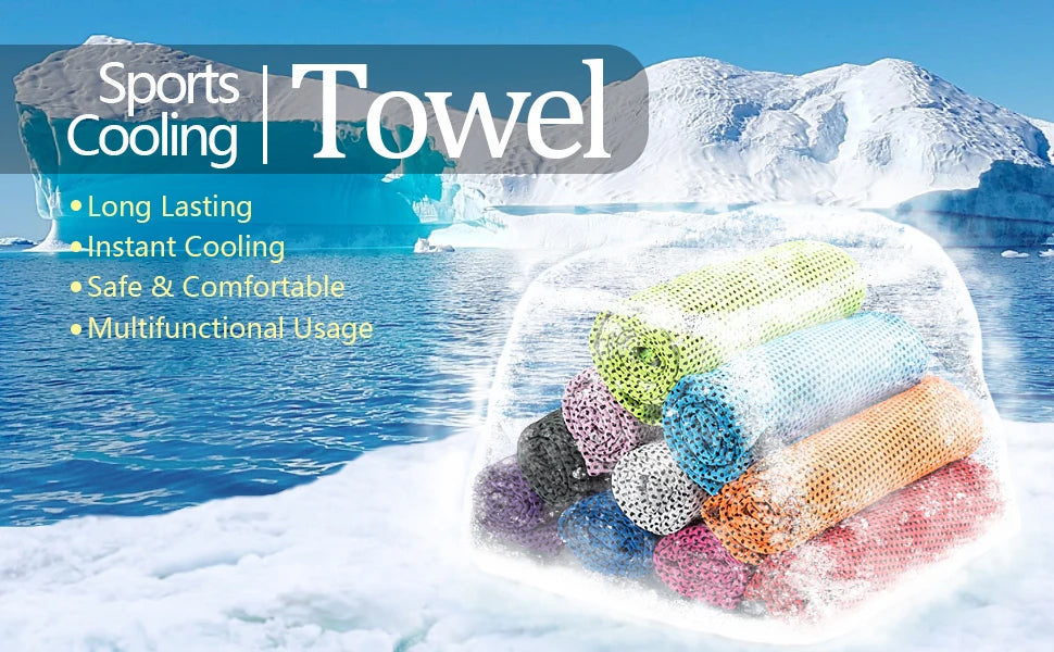 Cooling Towel, Ice Sports Towel for Instant Cooling, Ideal for Yoga, Travel, Golf, Gym, Camping, Fitness