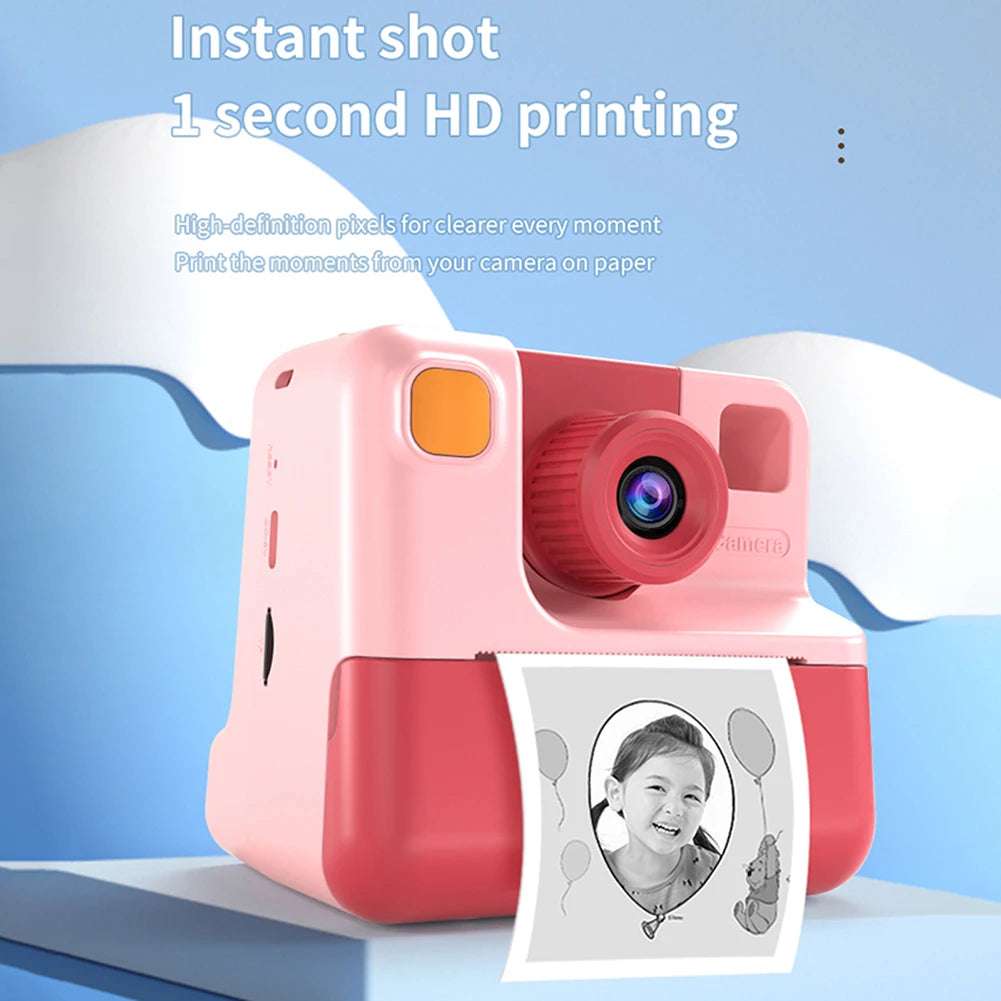 Kids Instant Camera 1080P Kids Camera Instant Print No Ink Printing Digital Camera 180°Flip Lens For Girls Boys