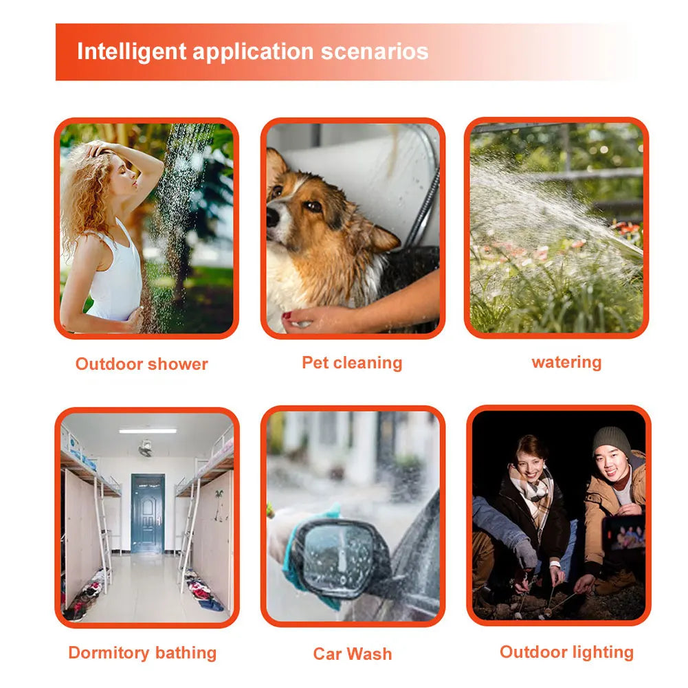 Portable Electric Shower Pump with IPX7 Camping LED Light Waterproof for Outdoor Shower, Dish Washing, Pet Cleaning