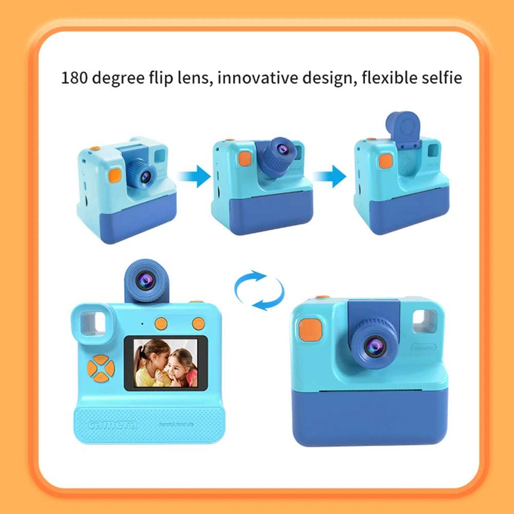 Kids Instant Camera 1080P Kids Camera Instant Print No Ink Printing Digital Camera 180°Flip Lens For Girls Boys