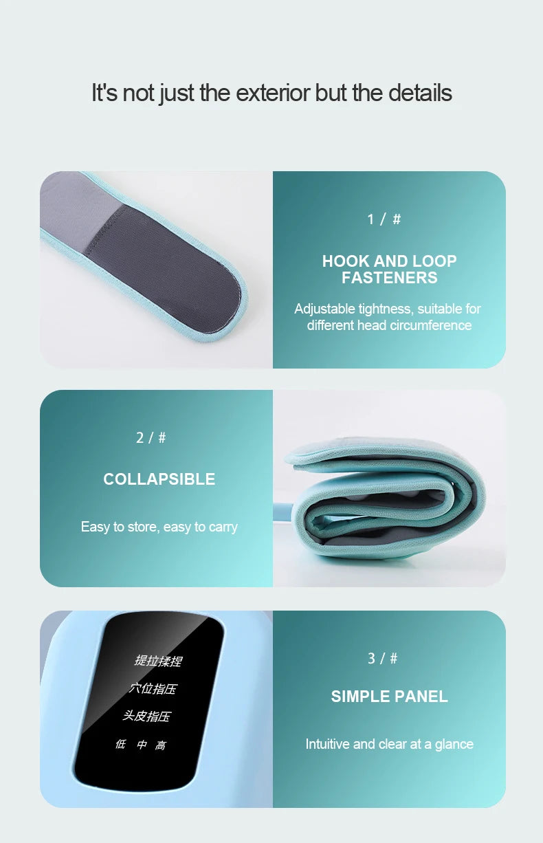 Headache Head Massager Decompressor Kneading Intelligent Head Massager Electric Home Sleep Hot Compress Massager