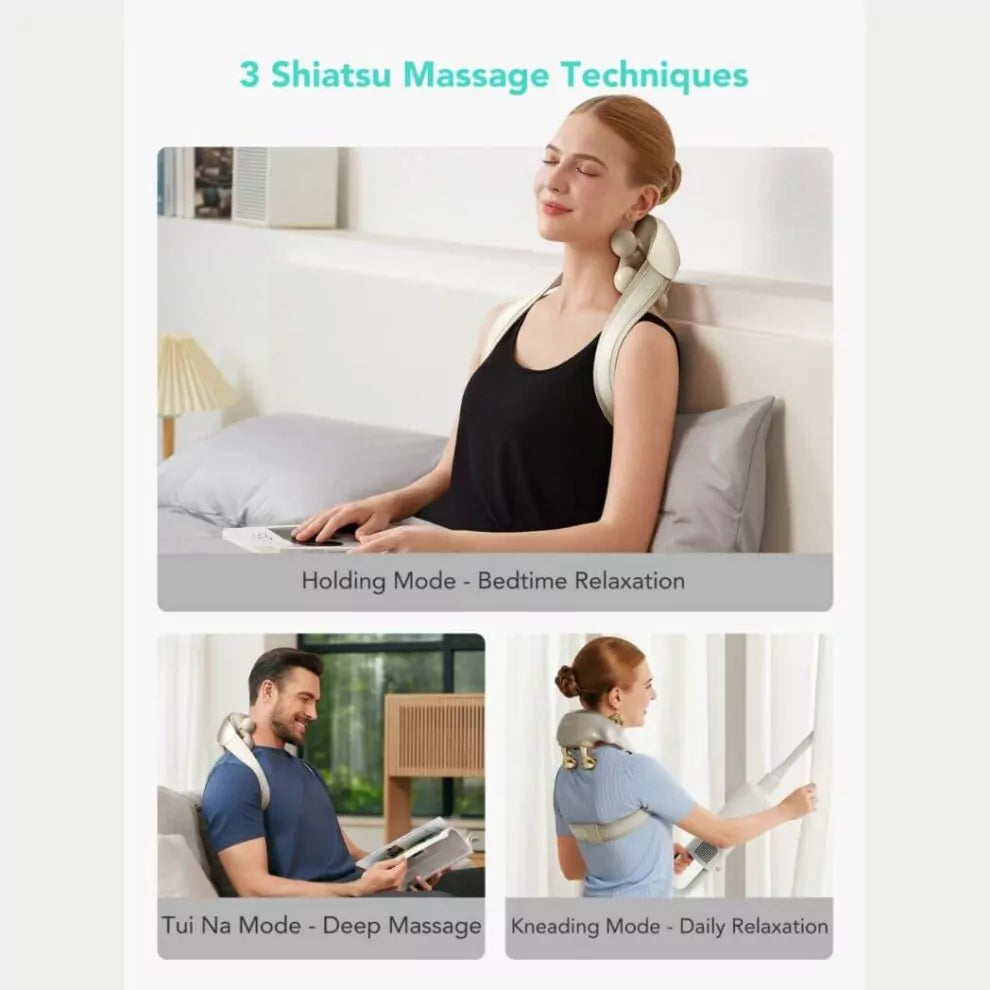 SKG H7 Ultra Shiatsu Neck and Shoulder Massager with Heat, Deep Tissue Kneading, Adjustable Intensity, Portable Electric Muscle Relaxer for Pain Relief