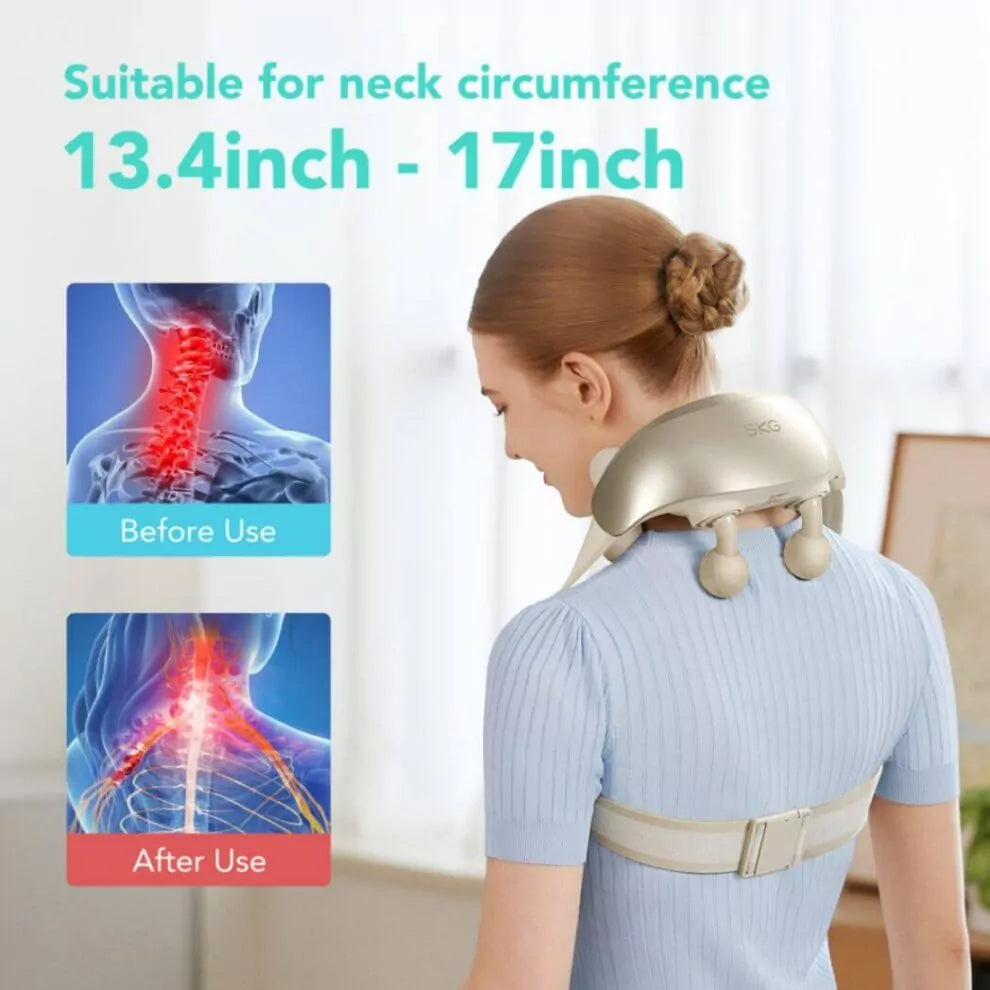 SKG H7 Ultra Shiatsu Neck and Shoulder Massager with Heat, Deep Tissue Kneading, Adjustable Intensity, Portable Electric Muscle Relaxer for Pain Relief