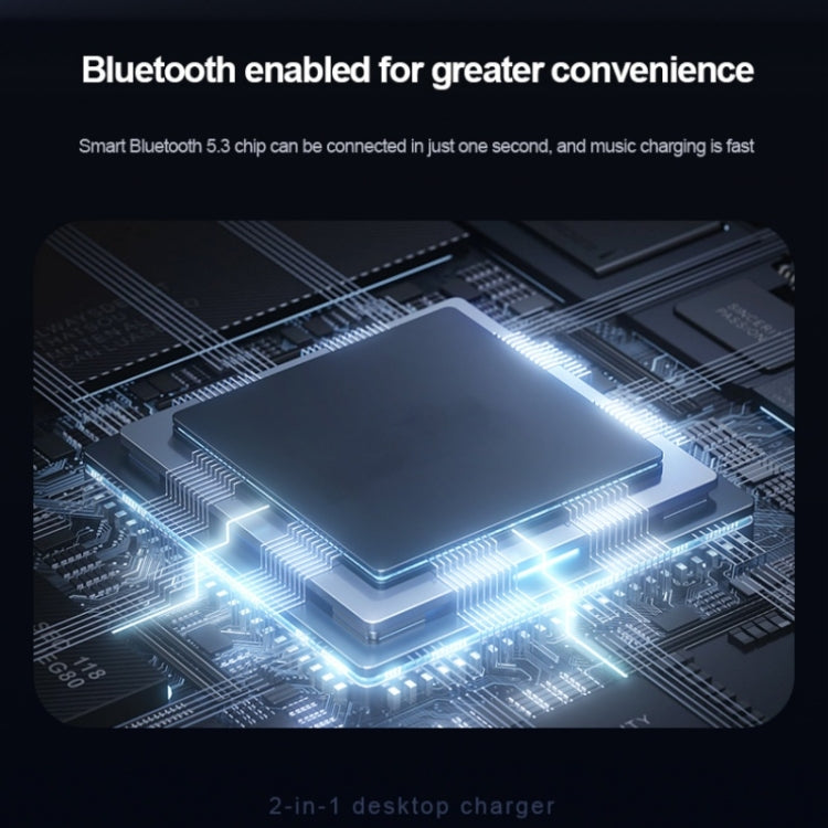 T50 5-in-1 Magnetic Wireless Charger Phone Watch Earphone Charging Stand with Clock & Speaker(White)