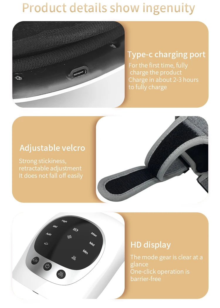 Electric Heating Knee Massager with Infrared Therapy and Vibration — Knee Brace for Pain Relief and Joint Support