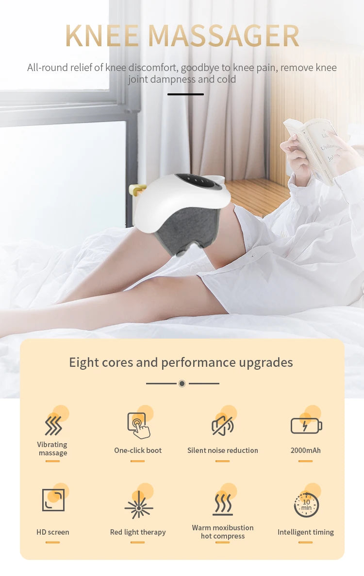 Electric Heating Knee Massager with Infrared Therapy and Vibration — Knee Brace for Pain Relief and Joint Support