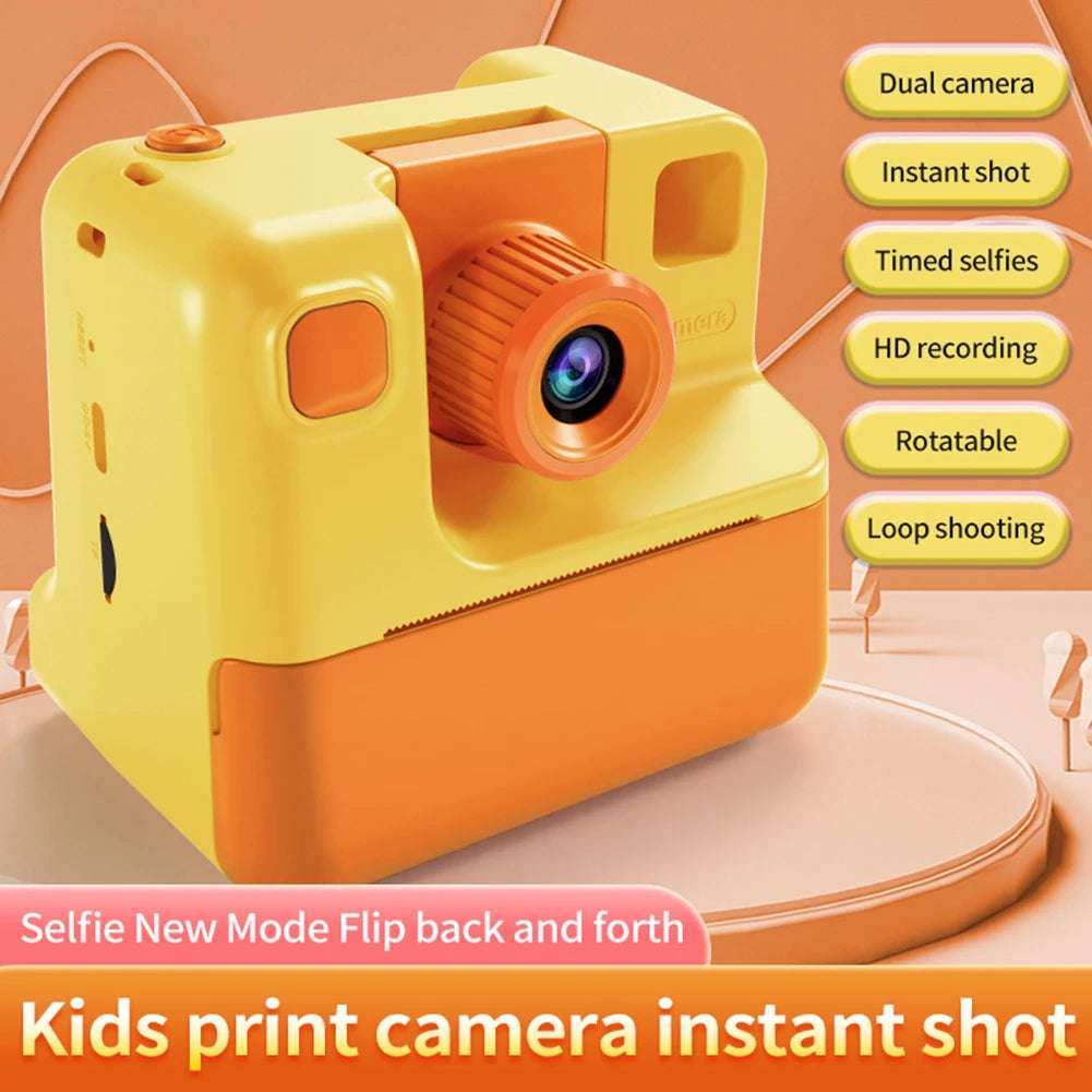 Kids Instant Camera 1080P Kids Camera Instant Print No Ink Printing Digital Camera 180°Flip Lens For Girls Boys