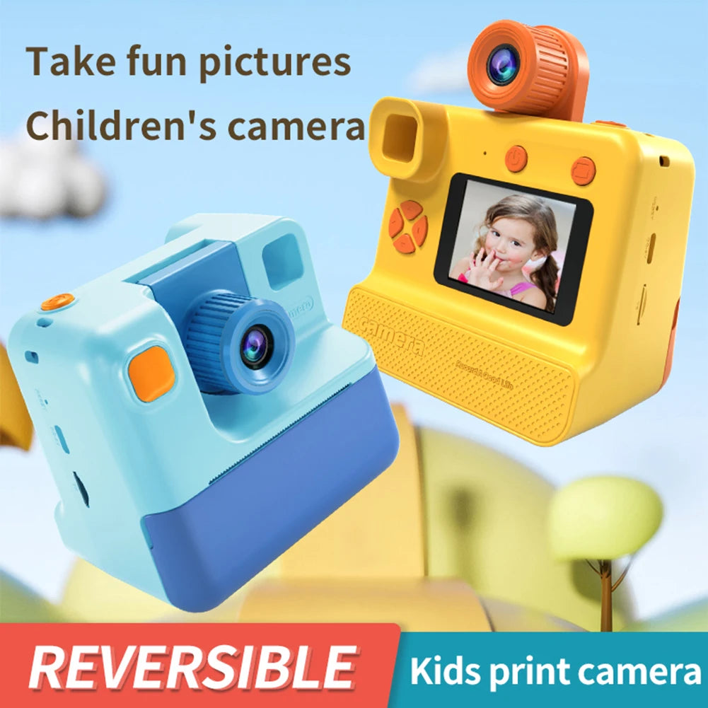 Kids Instant Camera 1080P Kids Camera Instant Print No Ink Printing Digital Camera 180°Flip Lens For Girls Boys