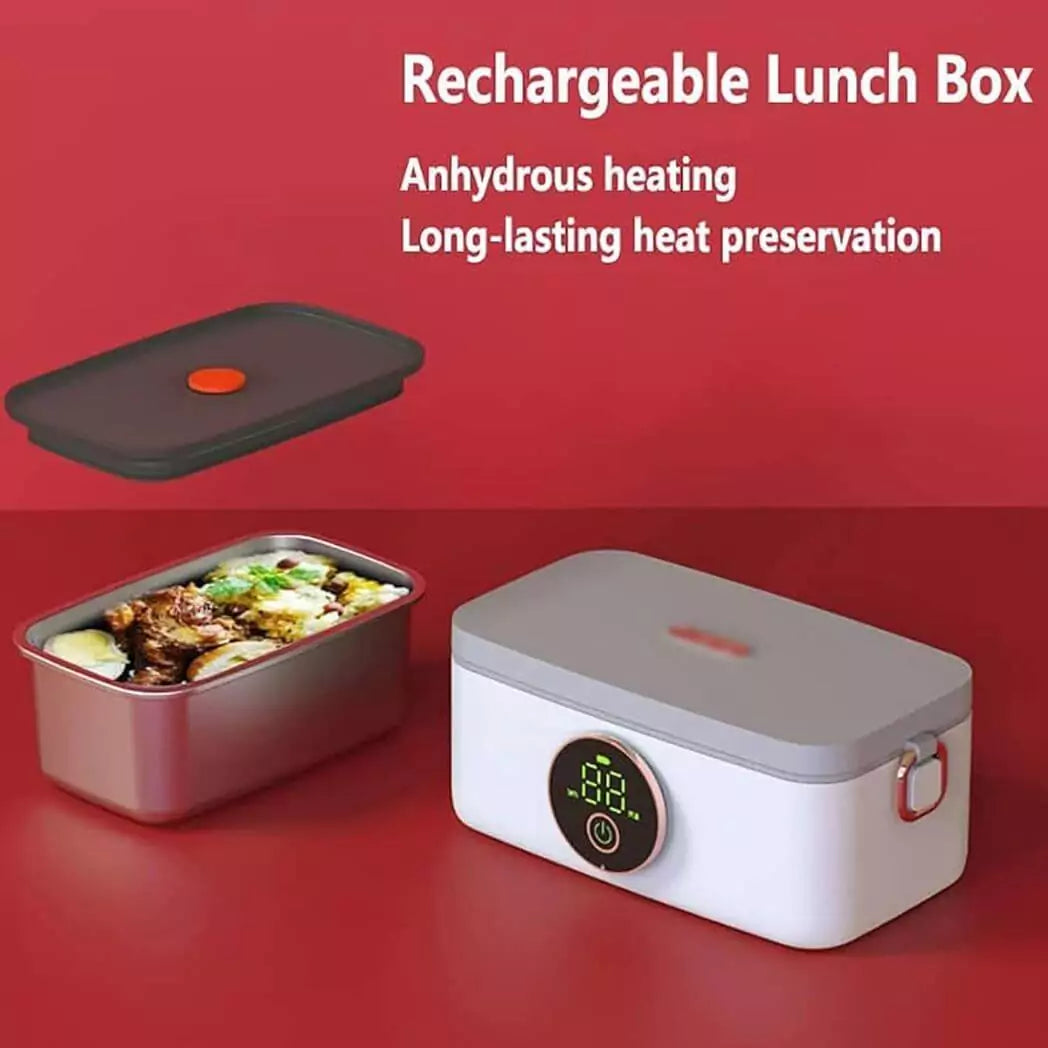 ADAK Self Heating Rechargeable Lunch Box - 60W Electric Food Heater with 5-Gear Heating Function, Adjustable Timing (20-60min)