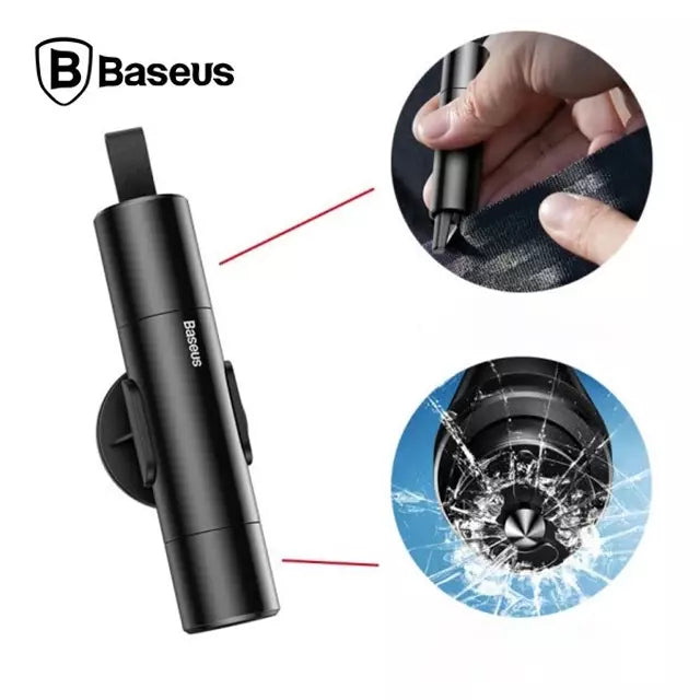 Baseus Safety Hammer, Mini Car Window Break Hammer, Car Emergency Window Breaker and Seatbelt Cutter 2-in-1, Car Safety Hammer Escape Tool for Land Underwater Rescue Life-Saving Emergency