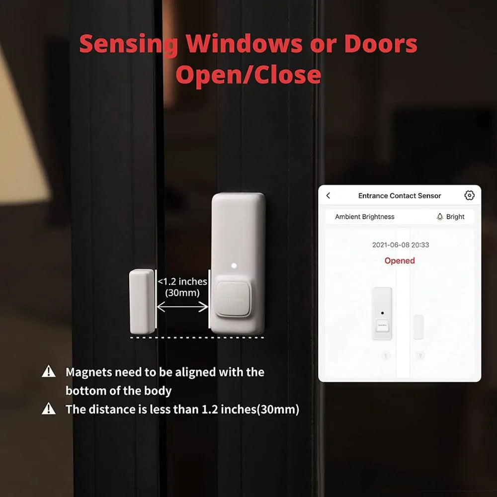 SwitchBot Contact Sensor – Smart Door and Window Security Monitor with Motion Detection, Compatible with Alexa and Google Assistant