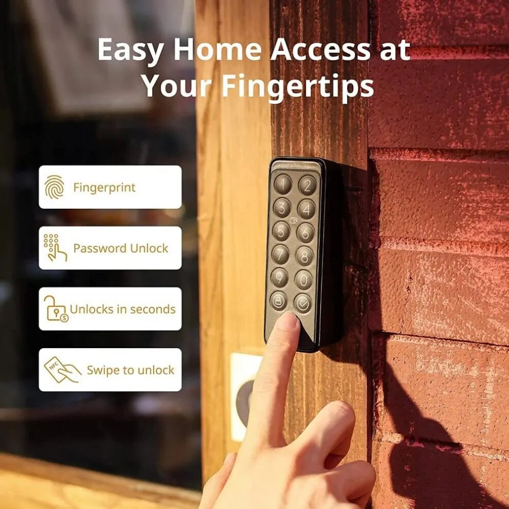 SwitchBot Wi-Fi Smart Lock with Keypad Touch – Fingerprint Keyless Entry Door Lock, Remote Control, IP65 Weatherproof, Fits Existing Deadbolt