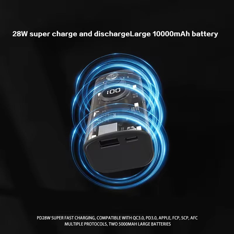 ADAK 2 in 1 Turbo Fan and Blower - Foldable Rechargeable Handheld Mini Turbo Fan with 100000RPM, 28W Powerbank, Portable LED Light