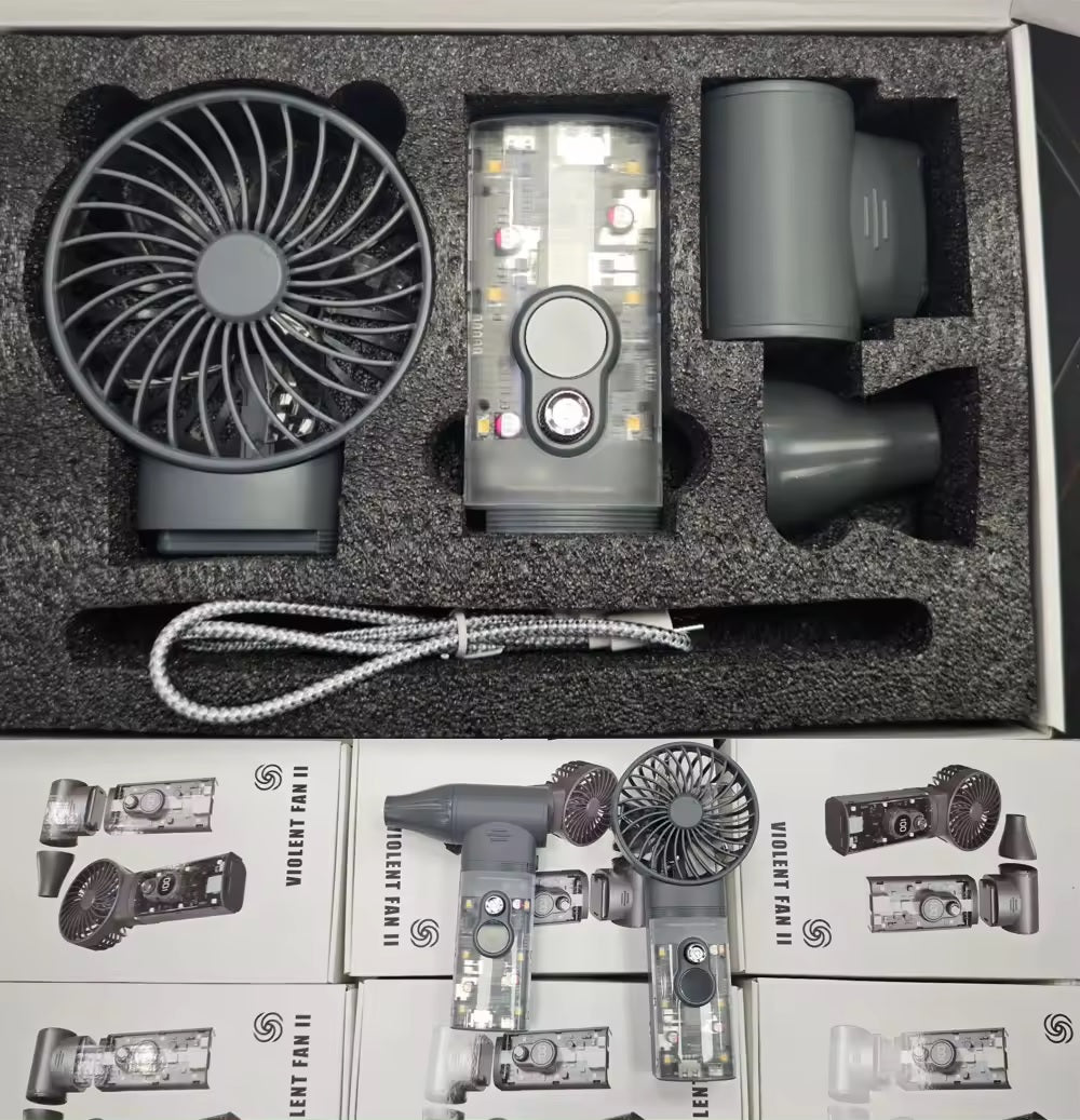 ADAK 2 in 1 Turbo Fan and Blower - Foldable Rechargeable Handheld Mini Turbo Fan with 100000RPM, 28W Powerbank, Portable LED Light