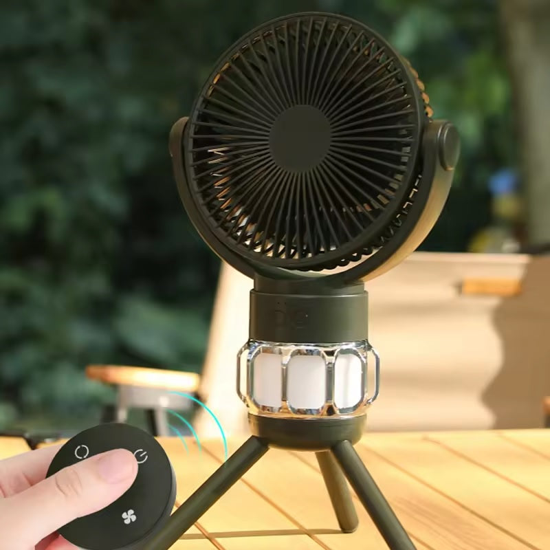 ADAK New Arrival 20000mAh Portable Camping Fan with LED Lantern - Battery Powered Fan for Tents, 8H Timer, 270° Rotation, USB Rechargeable Desk
