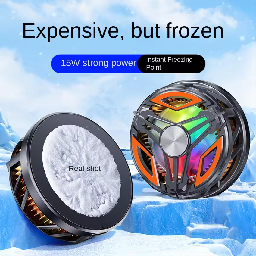 New Semiconductor Mobile Phone Cooler with Ice Cooling Feature, Silent Magnetic Suction for Live Streaming