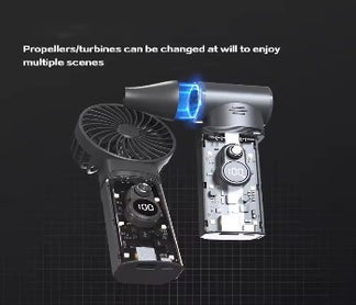 ADAK 2 in 1 Turbo Fan and Blower - Foldable Rechargeable Handheld Mini Turbo Fan with 100000RPM, 28W Powerbank, Portable LED Light