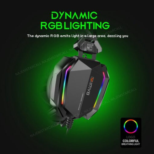 Yesido EK03 Wired RGB Gaming Headset, Overhead HD HIFI Game Headphones with Flexible 3.5mm Audio Jack and USB