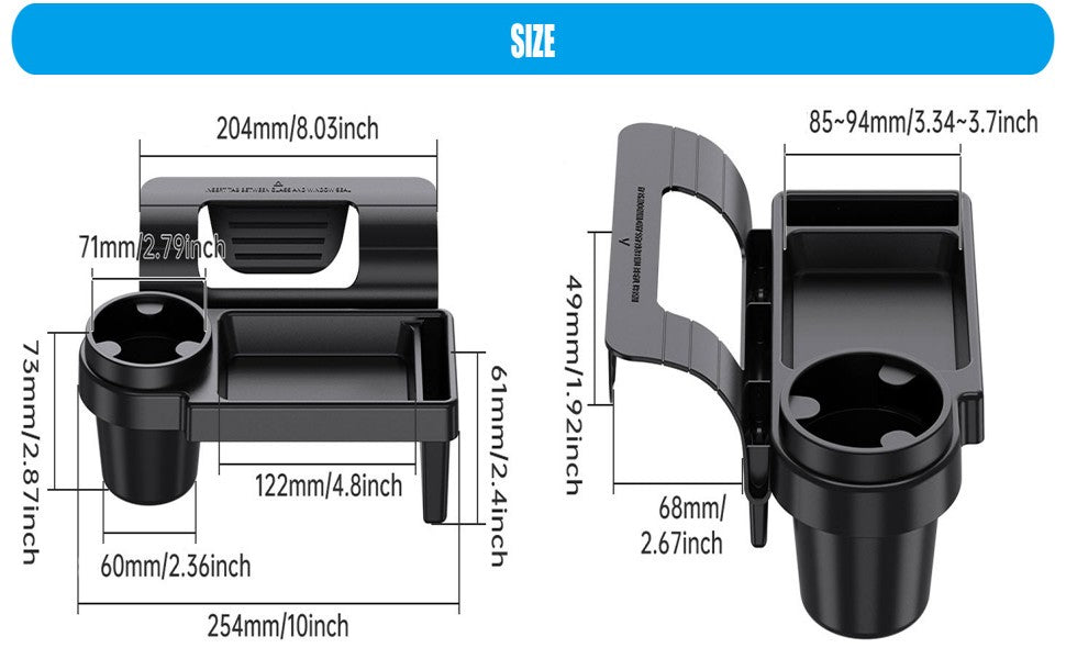ADAK Car Window Multifunctional Storage Tray Organizer, 2024 New Door Side Hanging Organizer with Cup Holder – Seat Gap Storage Box for Phones, Keys, Bottles, and Small Items