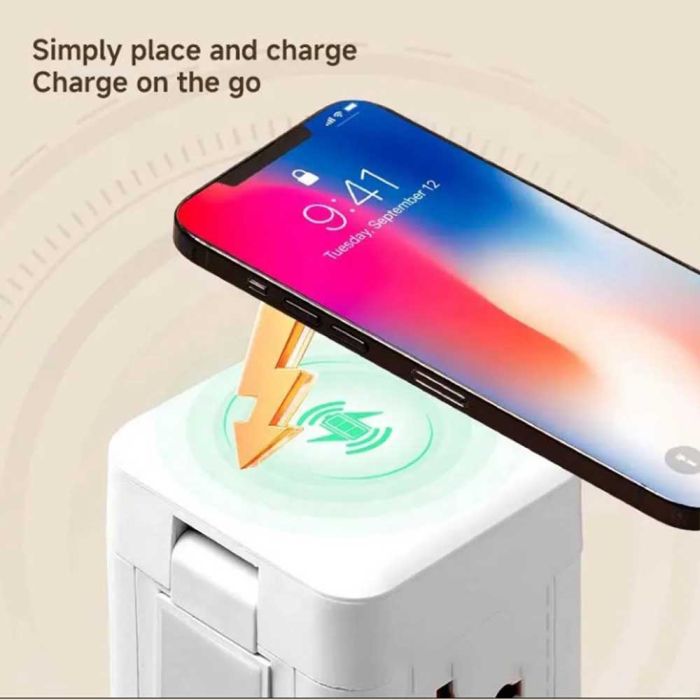 12 Sockets Power Extension 2500W 3 USB Ports with Wireless Charger and Flashlight