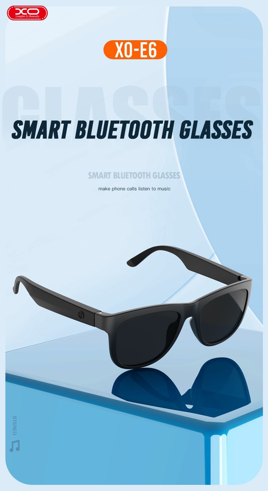 E6 Bluetooth Music Sunglasses – Smart Design with Music Playback for Outdoor Parties, 2023 Fashion Frame, 3-4 Hours Playback