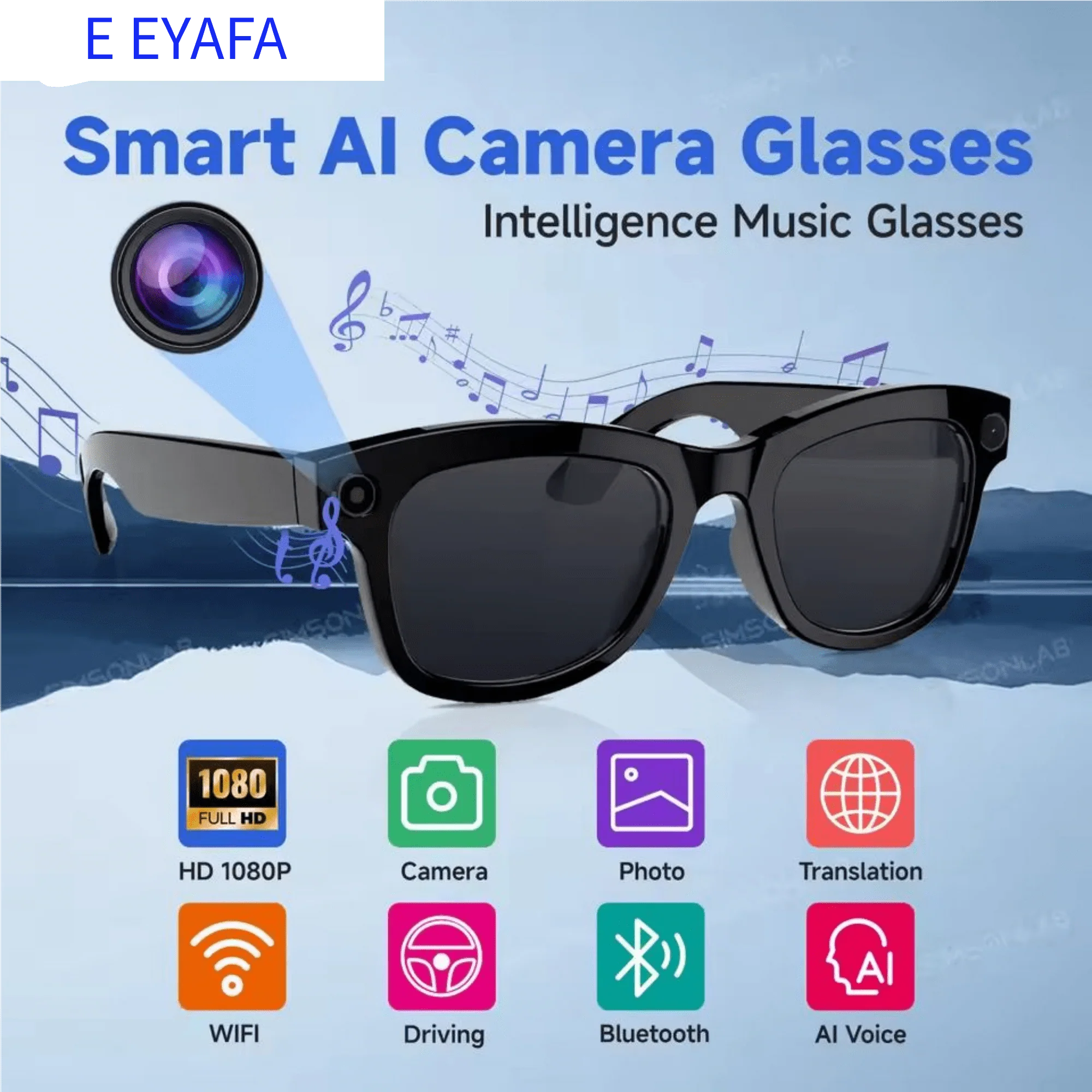 New AI Voice Smart Glasses HD 1080P Camera Polarized Sunglasses Video Conference Recorder