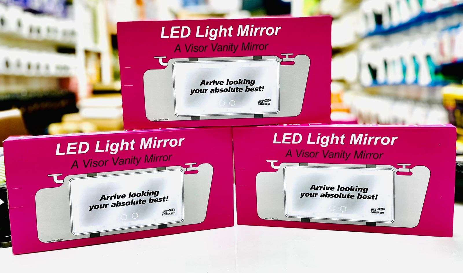 Car Vanity Mirror Auto Makeup Mirror With Led Light Rechargeable Car