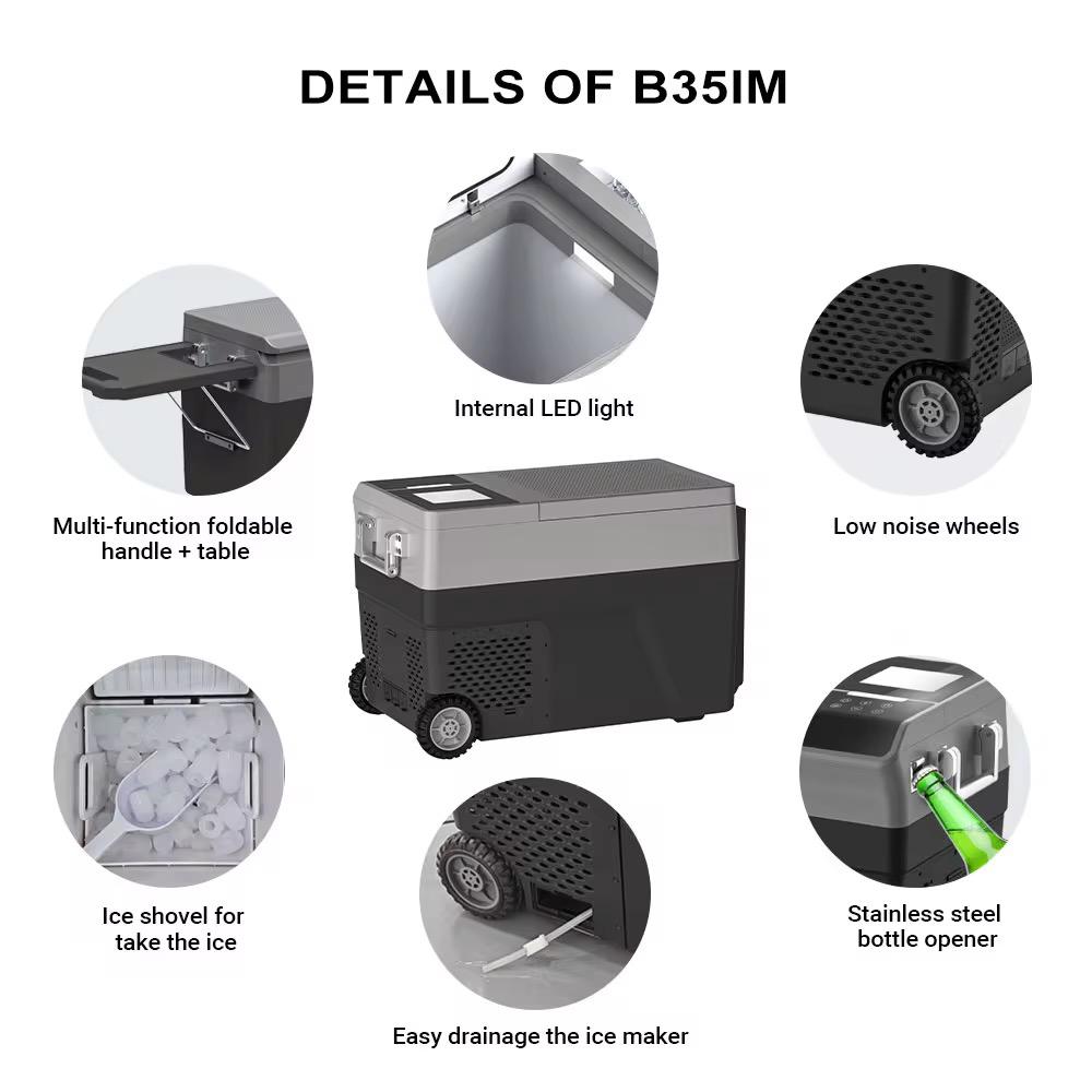 Camping Travel Cooler Refrigerator With Built-in Ice Maker