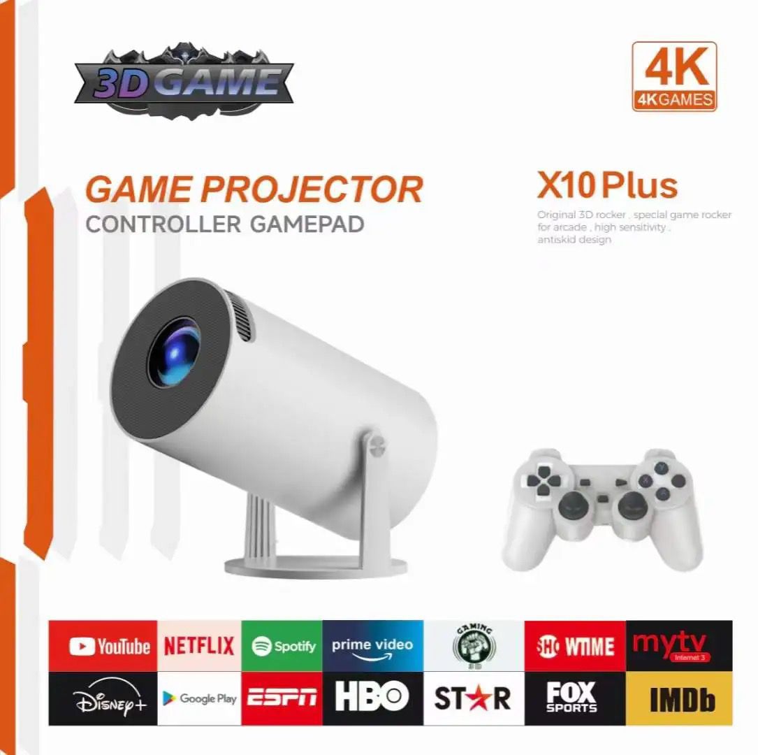 X10 Plus Game Projector Classic Retro Video Game Console 64GB 10000 Games LCD Potable Projector 4K Output Hy300 Projector