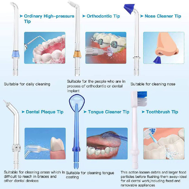 h2ofloss Professional Cordless Water Flosser – Teeth Cleaner with 300ml Tank, 5 Modes & 6 Versatile Tips