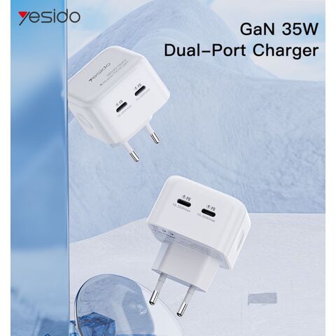 Yesido YC38UK GaN Charger - High Quality Universal Travel Dual PD 35W Fast Charging Wall Plug for Tablet, Notebook, Phone