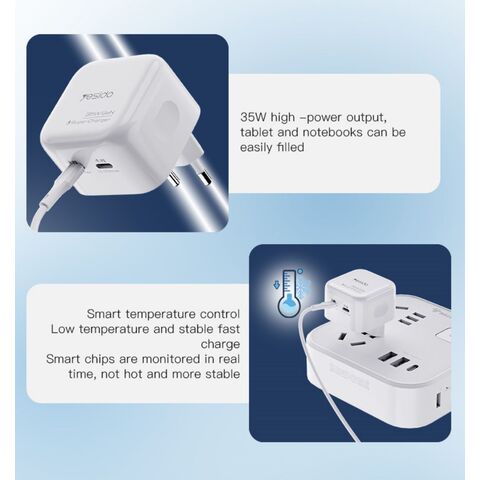 Yesido YC38UK GaN Charger - High Quality Universal Travel Dual PD 35W Fast Charging Wall Plug for Tablet, Notebook, Phone