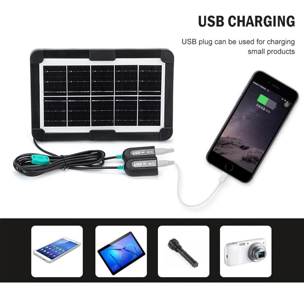 FU ZHAO CC9015 Solar Lighting System & Portable Power Bank | Includes 2 LED Bulbs & 5A High-Speed USB Output