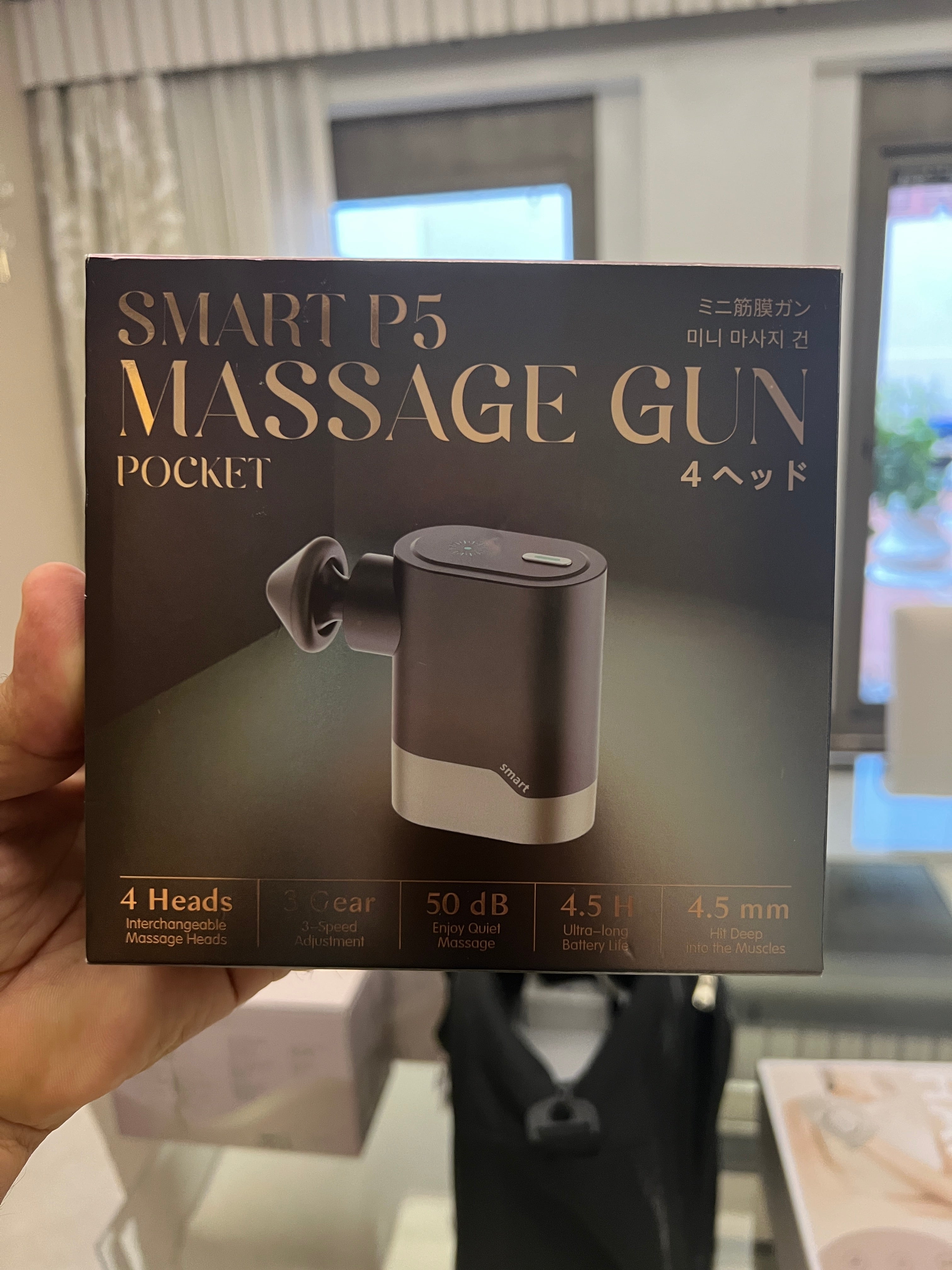 Smart P5 Pocket Mini Massage Gun - Portable Percussion Muscle Massager with 4 Interchangeable Heads & 3 Speed Levels