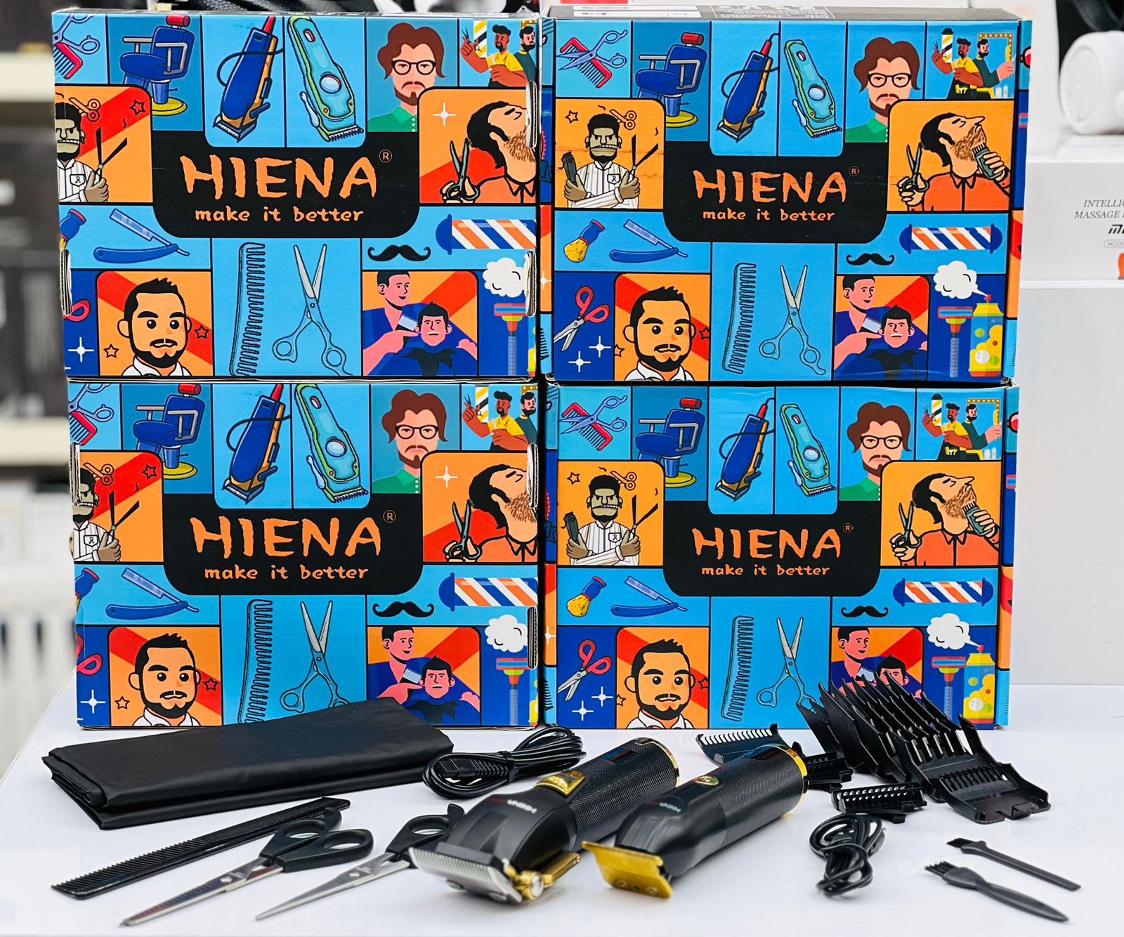 Hiena Pro Men's Hair Clipper Kit, Professional Cordless Charging Hair Clipper Kit for Men with LED Display, Gift for Men (Black and Gold Set)