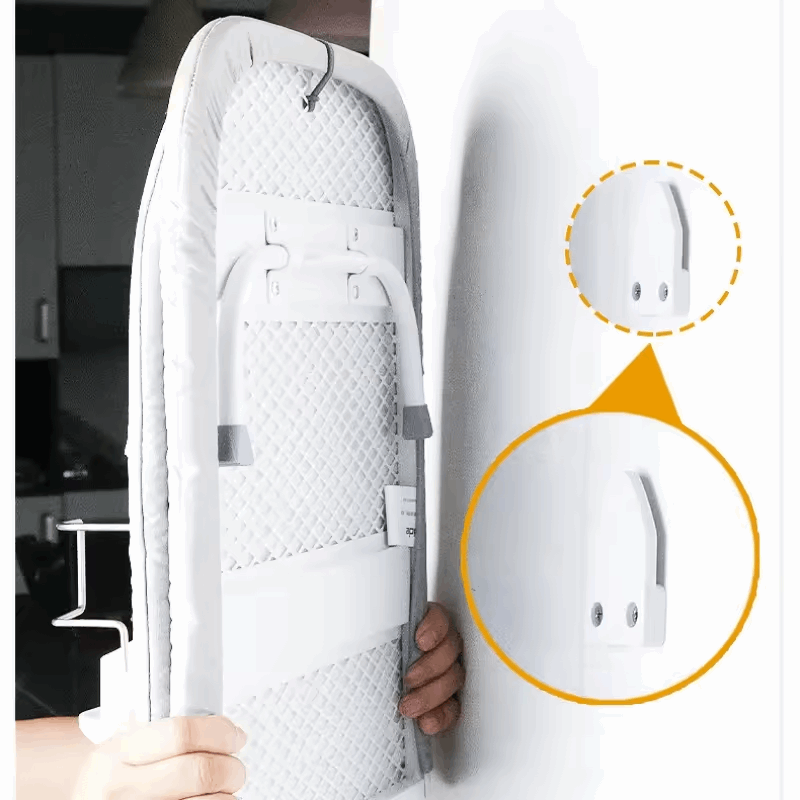 Wall-Mounted Ironing Board Space-Saving Folding Legs Heat-Resistant Cloth Cover Iron Storage Use Clothing Designed Small Spaces
