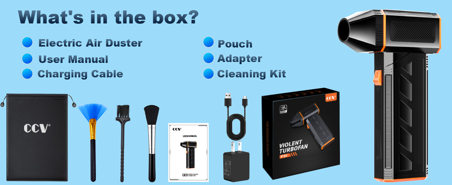 3-Speed Electric Duster, High-Speed Mini Jet Blower with Rechargeable Battery, Up to 150g Per Minute High-Speed Brushless Motor