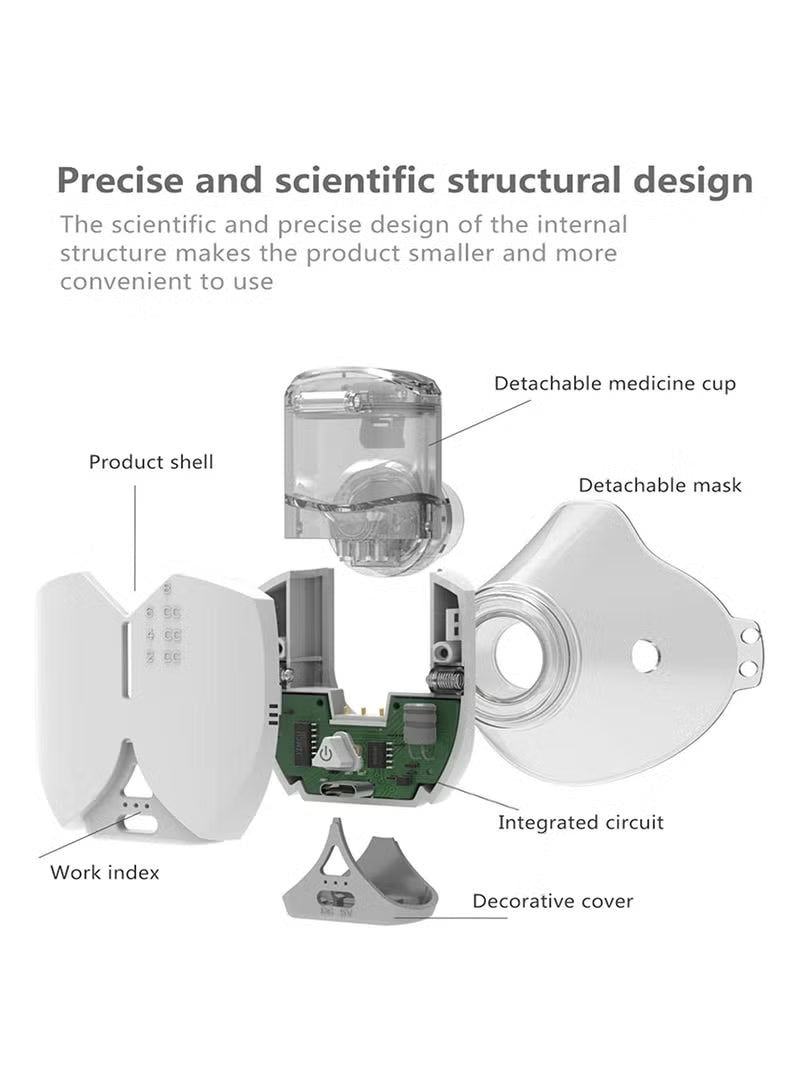 Automatic Medical Steam Inhaler, Portable Nebulizer Machine, Ultrasonic Mesh Nebulizer to Relieve Allergies, Asthma and Breathing Problems for Adults and Children, with USB Connection and Two Masks