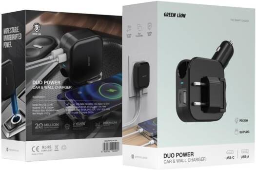 Green Lion Duo Power Car & Wall Charger