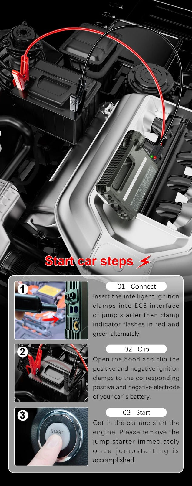 Choetech multifunctional car starter, with compressor, powerbank 8000mAh, LED flashlight, black