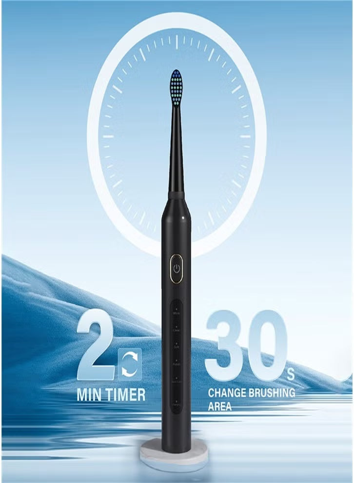 IPX7 Waterproof Portable Electric Toothbrush with 5 Modes and Water Flosser, Oral Care Set - Black