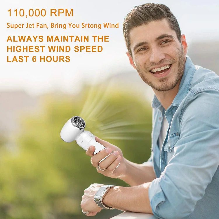 New Handheld Fan with Super Strong Wind, USB Rechargeable, Detachable 8000mAh Battery, Portable 11W Rotating Fan