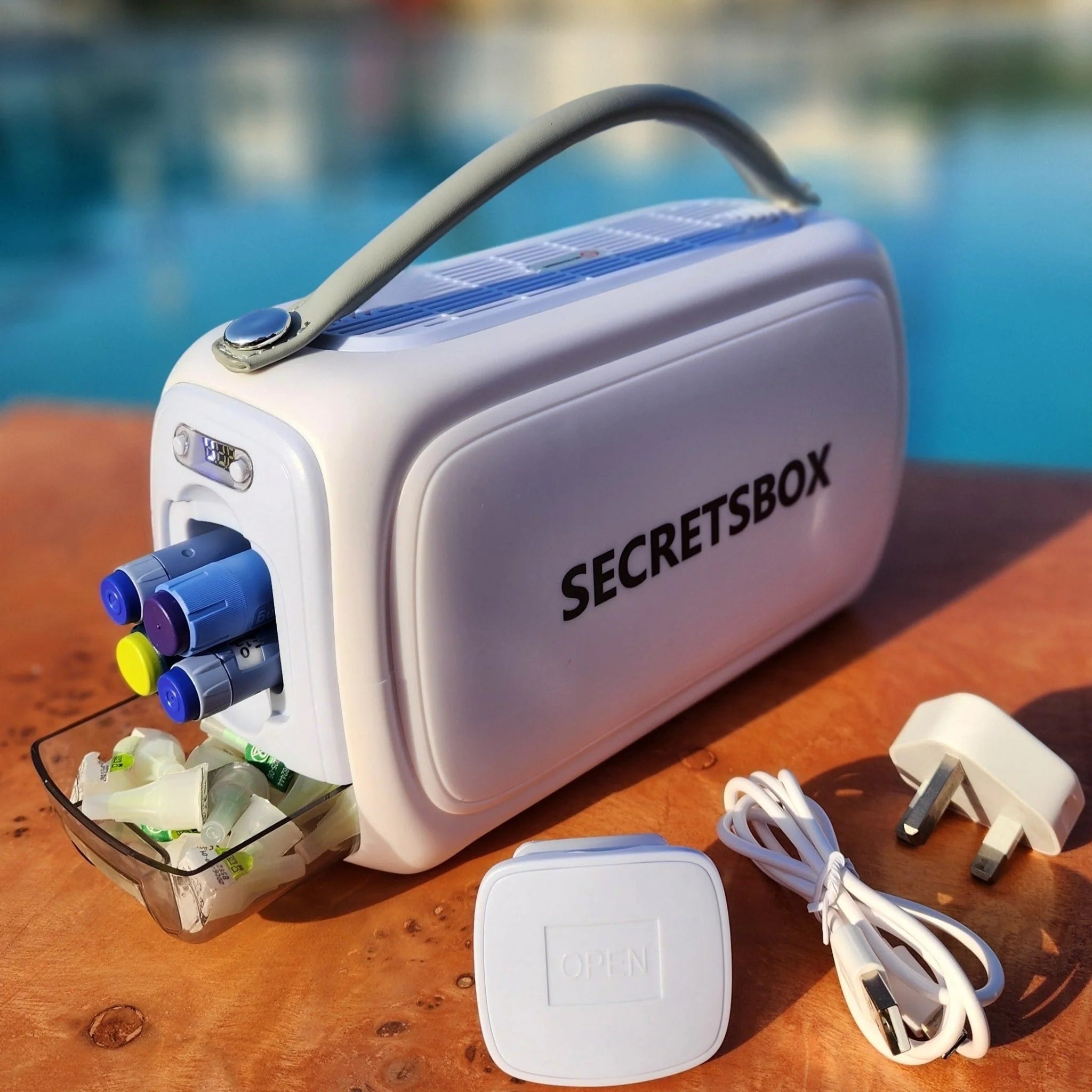 Secretsbox Portable Mini Medical Cooler Box | Travel Fridge for Insulin, Growth Hormone, and Injection Pens | 20000mAh Battery, LED Temp Display, USB/Car Charging