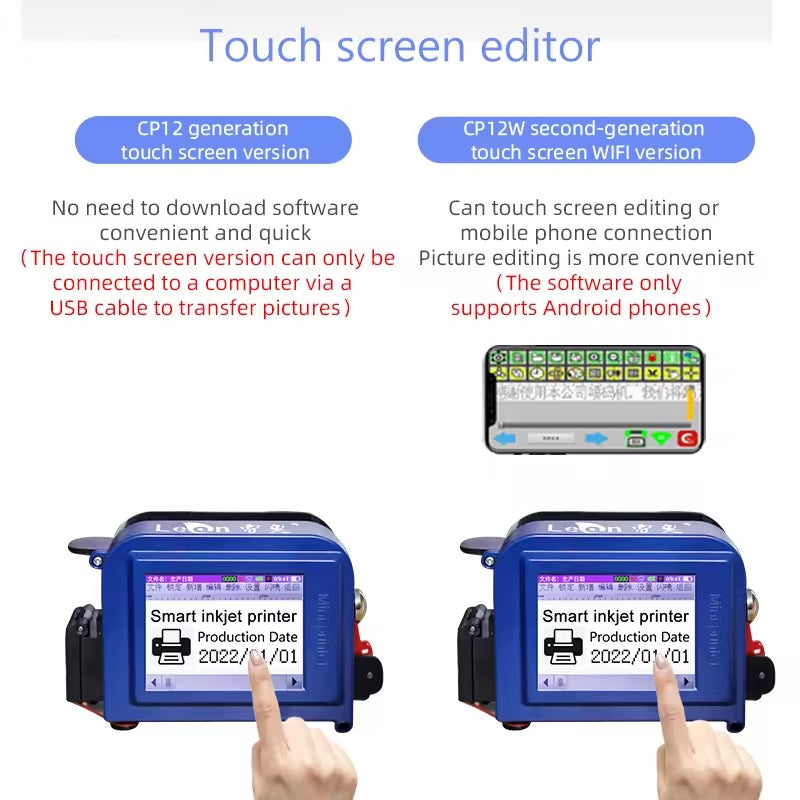 ADAK CP12 Mini Handheld Inkjet Printer - Portable 12.7mm Batch Coding Machine | 600dpi High Resolution | USB Interface | Commercial Goods Printing